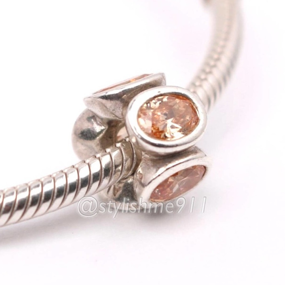 Authentic PANDORA Retired Champagne Oval Lights Charm - Picture 2 of 7